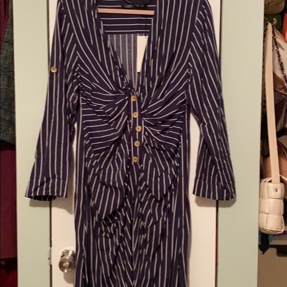 Striped over coat tunic. Zara